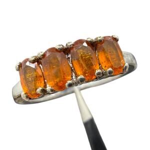 Spessartine Garnet Ring 925 Sterling Silver US Size 7 STS Orange Gemstone